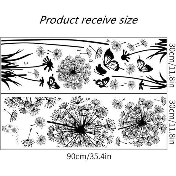 2 Set Dandelion Wall Decals, Flower Stickers,Murals With Butterflies for Bedroom - Picture 6 of 8